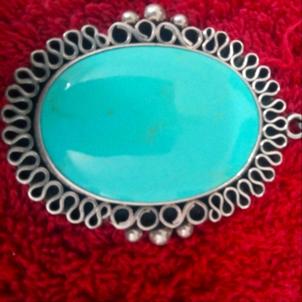 Silver and turquoise neck pendant